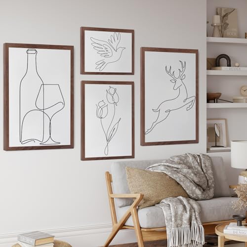 puthiac 16x24 Walnut Oak Wood Picture Frame - Minimalist 16x24 Poster Frame, 16"x24" Frame Wood, Natural Solid Wooden Picture Frames for Wall Art Photo and Prints (3 Pack, Walnut)