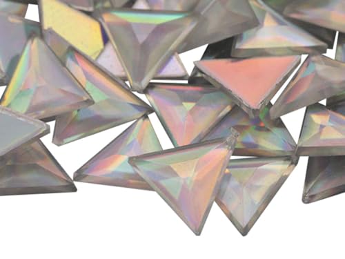 Allstarco 13mm (1/2") Crystal Clear AB Triangle Acrylic Gems, 50 PCS