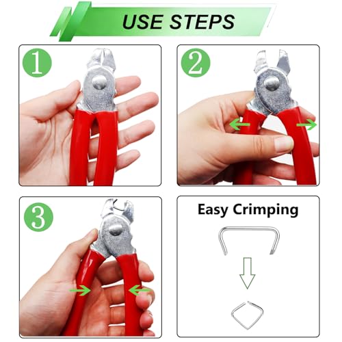 Image of 285 pcs Hog Rings with Straight Hog Ring Pliers Kit 3 /4 inch 1 /2 inch 3 /8 inchGalvanized Hog Rings for Animal Pet Cages、Ropes、Bagging、DIY Craft、Furniture (Pack of 2)