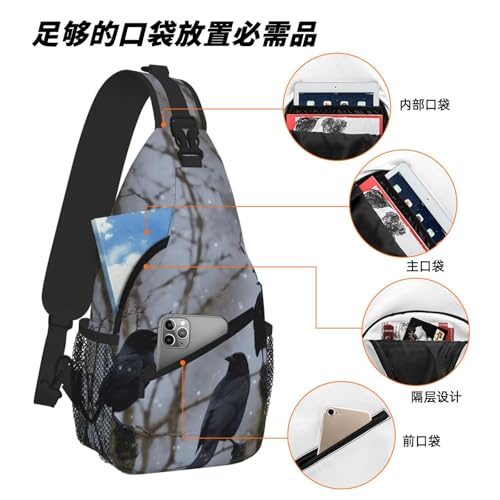 Bolso Bandolera Black Crow Birds Unisex para Viaje y Senderismo miniatura 6