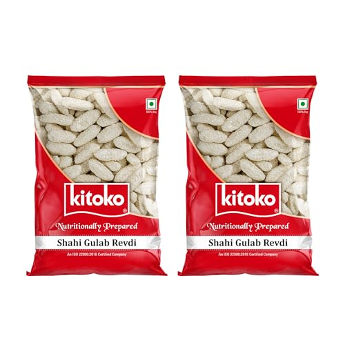 Image of Kitoko Shahi Gulab Revdi | Sweet Sugar Revadi | Fresh and Crunchy Rewari | Til Sweets | Sesame Candy 200gm (Pack of 2)