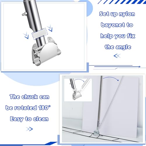 Image of Suclain 4 Pcs Clip on Dust Mop Handle with Chuck 51.18 Inch Stainless Steel Flexible Maneuvering Mop Stick Replacement for Home Restaurant Kitchen Office Bathroom Wood Laminate Tile Floor Cleaning
