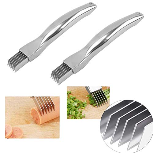 2PCS Vegetable Cutter Shred Simple Functional Stainless Steel Chopped Green Onion Kitchen Tool Slice Cutlery Vegetable Cutter Sharp Scallion Cutter Shred