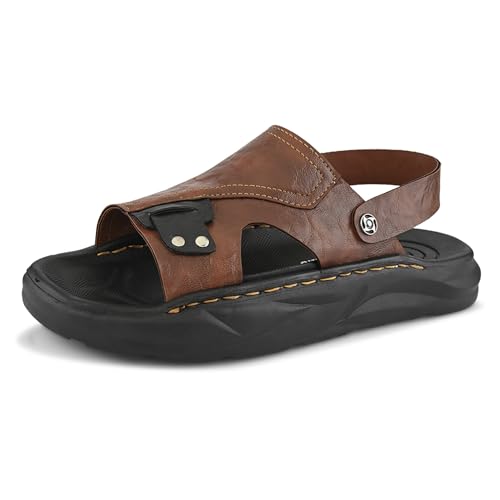 Image of Centrino Men's Sling Sandals | Stylish Strap Sandal with Grip Insole | Platform Comfort Sandal with Accent Pouch & Adjustable Strap| Comfortable Casual Footwear for Office, Travel & Walking (9578)
