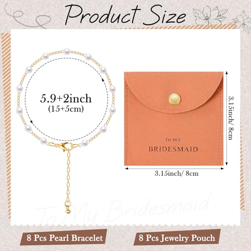 Quelay 16 Pcs Pearl Bridesmaid Bracelet Gift,Crockery, Gold;Button by Quelay - Used condition - Image 2