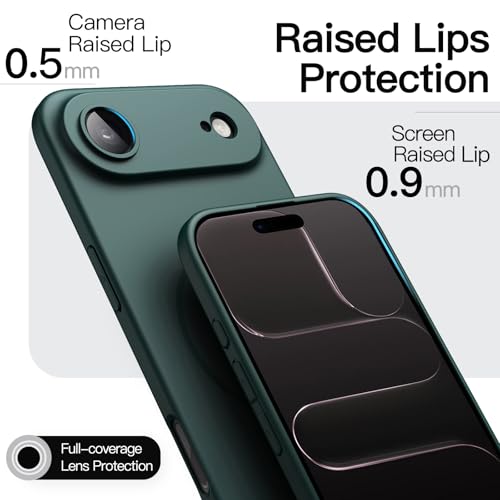 Image of JETech Magnetic Slim Case for iPhone Air, Compatible with MagSafe, Ultra-Thin Lightweight Minimalist Phone Cover and Full Camera Lens Protection, 6.5-Inch Display (Midnight Green)