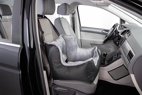TRIXIE Autositz für Hunde - auch als Reisebettchen - Befestigungsgurte für Fahrzeugsitz - Gurtdurchführung - weich gepolstert - waschbar bei 30 °C - 50 x 40 x 50 cm - 13179