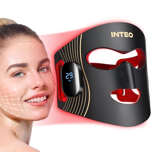 Red Light Therapy for Face 4 Modes, Breathable Red Light Therapy Mask with 4 Color Light Modes, 850NM Infrared LED Face Mask Light Therapy with Timer, Portable Led Mask for Home & Travel