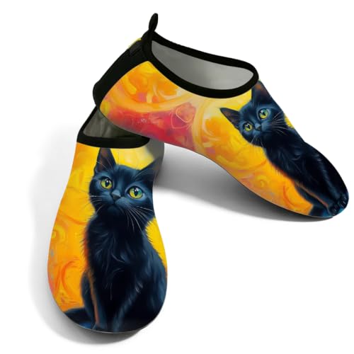 Zapatos acuáticos transpirables de secado rápido con diseño bohemio de gato para playa y surf