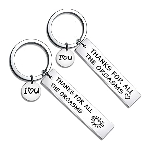 Llaveros Inoxidable, Grogu Llavero Plata Grabado Gracias por Todos Los Orgasmos Acero Inoxidable 50X12MM para Hombres Mujeres Amigo Cumpleaños
