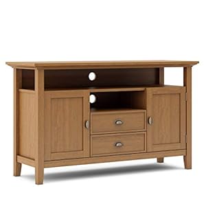 SIMPLIHOME Redmond SOLID WOOD Universal TV Media Stand, 54 inch Wide, Transitional, Living Room Entertainment Center with Storage, for Flat Screen TVs up to 60 inches in Light Golden Brown