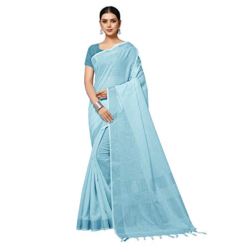 Rekha Maniyar Women's Jacquard Linen Saree With Unstitched Blouse...