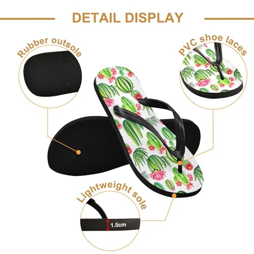 Burbuja Cactus Plants Flip Flops for Women Men, Soft Thong Sandals Rubber Slippers for Pool Beach Essentials3