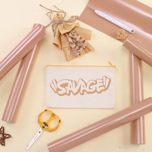 Image of Tintnut Warm Beige Heat Transfer Vinyl,6 Pcs 12x10in Iron on Vinyl | Skin Tone PU HTV Sheets,easy cut & weed,stretch washable,works with iron & heat press for fabric crafts