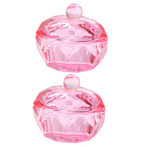 Healeved 2pcs Pink Crystal Dappen Dish con Tapa miniatura 1