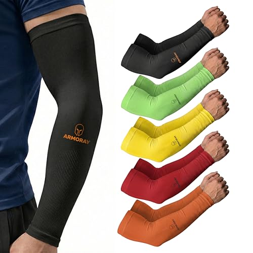 Image of ARMORAY Arm Sleeves for Men and Women - UV Sun Protection Cooling Compression - Tattoo Cover Up Sleeve for Daily Wear & Work