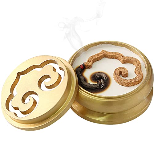 OLizee 3 in 1 Mini Brass Incense Burner and Ash Press - Incense Making Tool Kit for DIY Fragrance Accessories - Jade