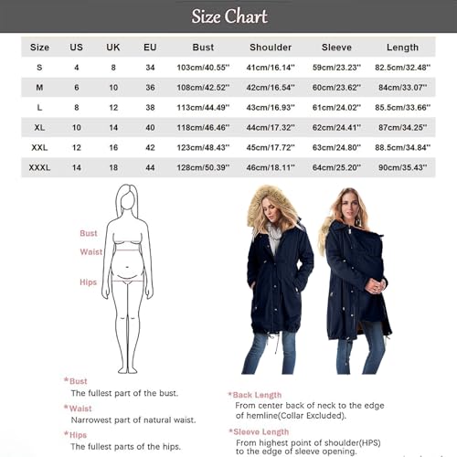Veste de maternité imperméable 3 en 1 chaude avec capuche longue