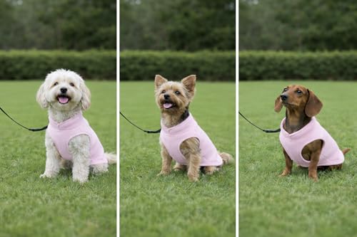 Image of JACKO & CO - Fleece Vest Dog Sweater with Leash Ring - Soft, Warm & Lightweight Pullover Coat for Small & Medium Dogs, Puppies & Cats - Cozy Fall /Winter /Spring Pet Jacket (Pink Lemonade, XL 17-25lbs)
