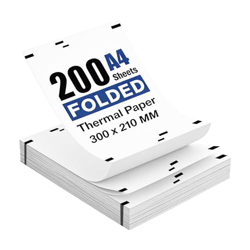 KMFYMPT Thermopapier A4 (200 Blatt) Schnelltrocknendes Thermopapier 210 x 297 mm Thermodrucker Papier A4 BPA-Frei Kompatibel mit Gängigen Thermodrucker Geeignet für Den Kontinuierlichen Druck