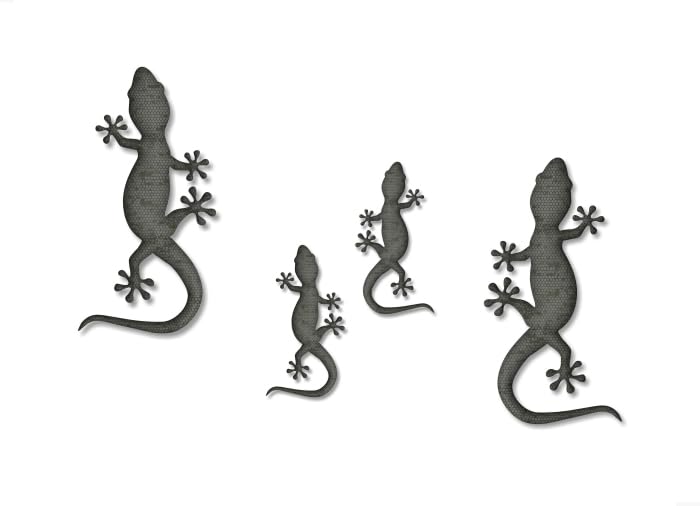 Image of 4 Gecko Climbing Vinyl 4 inch and 7 inch Decal Set Reptile Lizard Cute Car Decals Pet Terrarium Accessories Stickers (4 Rustic Scales Decal Set)