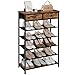 HOOBRO Shoe Rack, 6 Tier Shoe Storage Organizer with 2 Non-Woven Drawers, 15-20 Pairs of Shoes for Entryway, Shoe Shelf with 5 Oxford Fabric Shelves and Wooden Top, Closet, Rustic Brown BF79XJ01