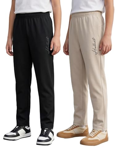 Image of HELLCAT Boys Track Pant Casual Wear | Regular Fit Solid Jogger Style | Cotton Blend Fabric | Comfortable, Play & Sports | Pack of 2