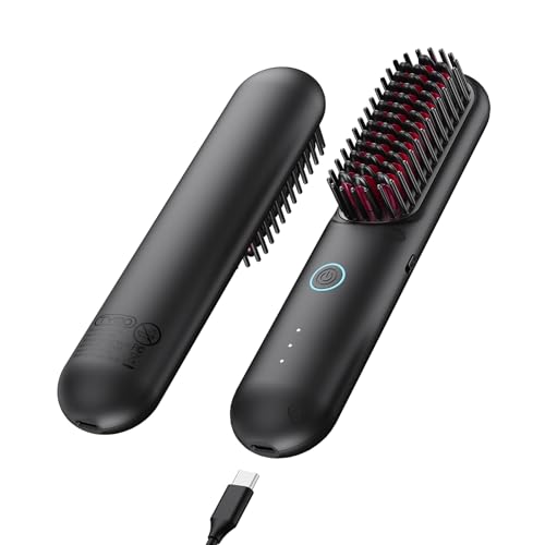 TYMO Cordless Hair Straightener Brush - Upgrade Porta ECO Portable Straightening Brush for Travel,...