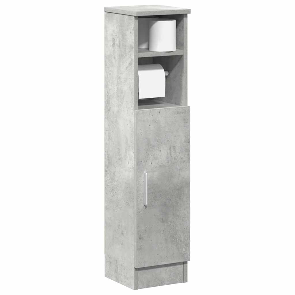 vidaXL Mobile da Bagno con Portarotolo Grigio Cemento 20,5x22x90 cm