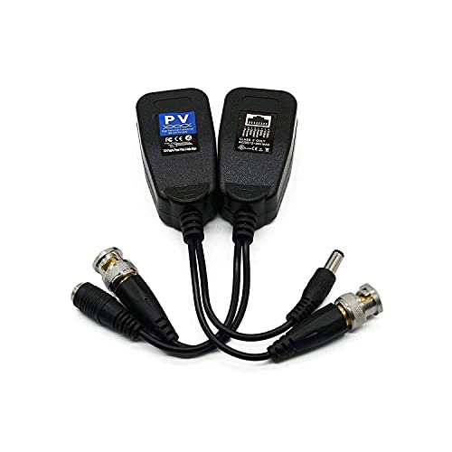 Image of COOLCOLD 8MP Passive Video Balun Transceiver | BNC + DC to RJ45 Network Transceiver Cat5 /Cat6 Adapter | AHD /TVI /CVI /CVBS for 1080p /4K CCTV DVR Security Camera System (Black, 6 Pair)