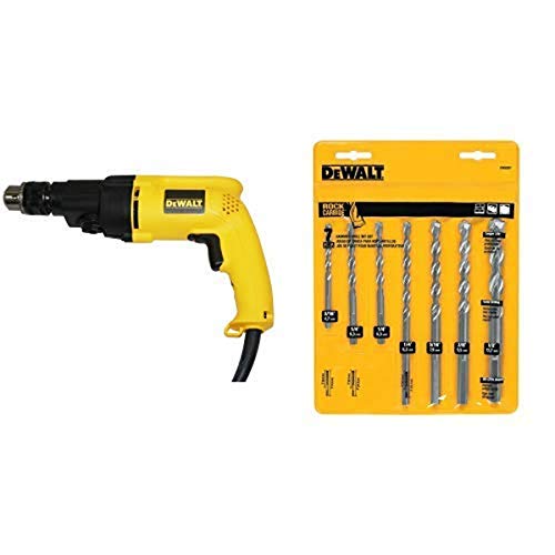 DEWALT DW505K 7.8 Amp 1/2-Inch Hammer Drill with DEWALT DW5207 7-Piece Premium Percussion Masonry Drill Bit Set