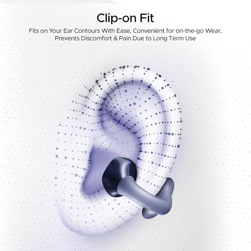 Boat Airdopes Loop Bluetooth in Ear Earbuds W/Clip-On Fit, Air Conduction Tech, 50HRS Battery, 4Mics Enx, Dual EQ Modes, 12Mm Drivers, 40Ms Latency,ASAP Charge,OWS Ear Buds Earphones(Lavender Mist)