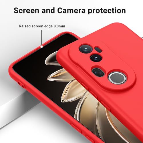 Image of Back Cover for Vivo T4 Ultra 5G | Full Camera Protection | Premium Liquid Silicon Case | Flexible Bumper Case for Vivo T4 Ultra 5G (Red)