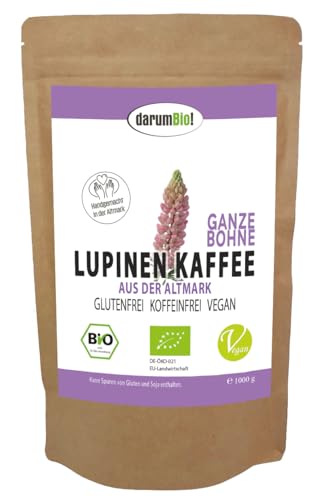 Bio Lupinenkaffee GANZE BOHNE aus DEUTSCHLAND im Sparpack I eigener Anbau I koffeinfrei glutenfrei vegan frische Röstung hoch edel (1 kg)