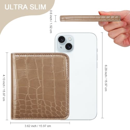 Image of Crocodile Wallets Women Small RFID Blocking Credit Card Holder | Luxury Alligator Faux Leather Thin Bifold Croc Womens Wallet Ladies Mini Purse with Coin Pocket, Khaki