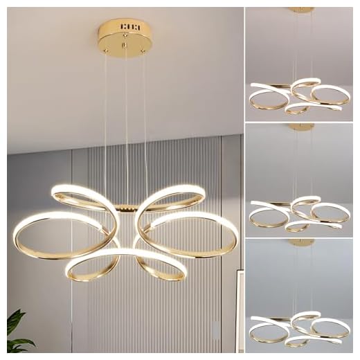 TONGCIYU Lustre moderno Luminária pendente de led ajustável Lustre de led moderno para sala de jantar Sala de estar Restaurante Quarto de estudo Lâmpada pendente de led com escurecimento (Ouro)