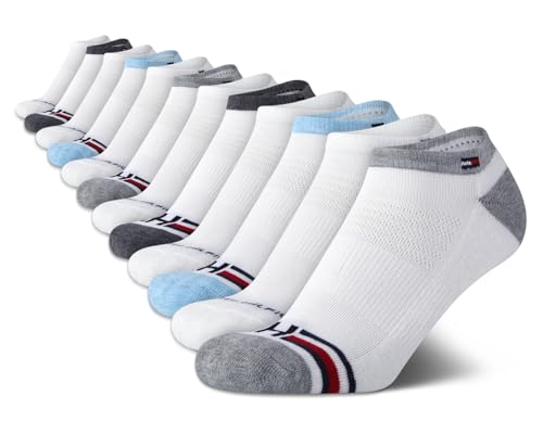 Image of Tommy Hilfiger Womens No Show Socks - 12 Pack Lightweight Athletic Performance Cushioned Running Low Cut Socks for Women