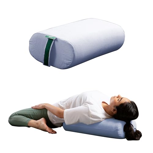Image of The White Willow HarmonyFlow Yoga Rectangular Bolster Cushion for Restorative Yoga & Meditation - King Size, Extra-Wide Supportive Foam with Soft Washable Cover - Blue