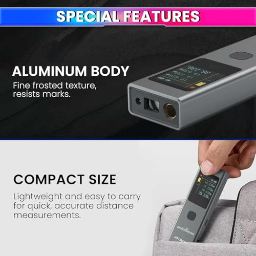 Image of amiciSense 3-in-1 Laser Distance Meter - 19 Modes for Distance, Area, and Volume Measurement, Type-C Rechargeable with Auto-Off and Color Display