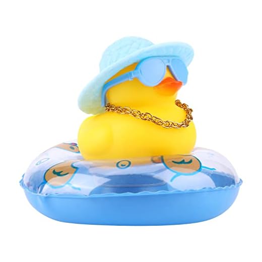 KINBOM Pato Decoracion Coche, Pato de Goma Pato Coche Accesorios Adorno de Coche Pato Salpicadero Coche Decoración para Oficina Dormitorio Juguete de Baño (Anillo de Natación Azul Transparente)
