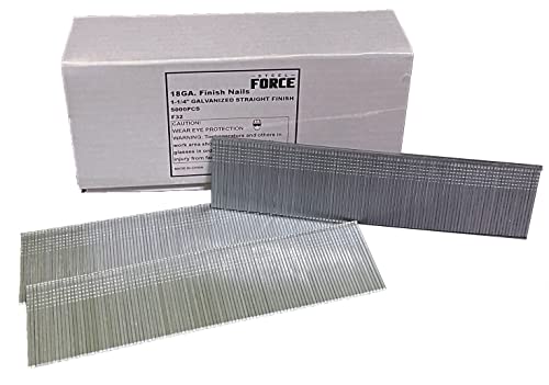 Steel Force F32 18 Gauge Brad Nails, 1-1/4-Inch 18GA Brad Nails, Galvanized Nail Gun Nails for Pneumatic, Electric Brad Nailer Gun (5,000 Counts)