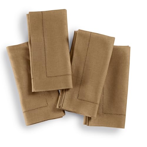 Set de 4 servilletas de lino 20 x 20 pulgadas tabaco miniatura 1
