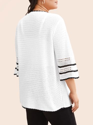 BeautyNee Plus Size Womens Clothing Lightweight Knit Cardigan Short Sleeve Shawl Wraps Oversized Beach Cover Up4