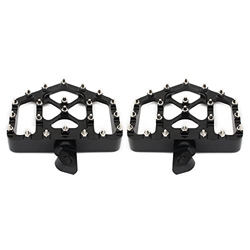 Lingdu MX Offroad Foot Pegs Floorboards Wide CNC Driver Footrests Pedals for Harley Touring Road King Sportster 883 Dyna FXDF Softail Chopper Bobber (Black) - Thumbnail 3