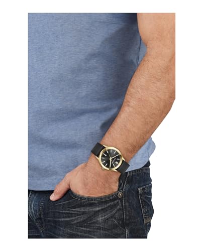 Classic Collection Luxury Mens Watch Timepiece with a Black Strap Featuring a Gold Case and Black Dial4