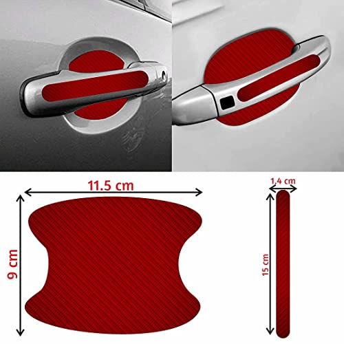 Image of CVANU Car Door Handle & Door Bowl Pack of 8 Anti-Scratch Guard Protective Cover Red Self-Adhesive Vinyl Sticker Cv2