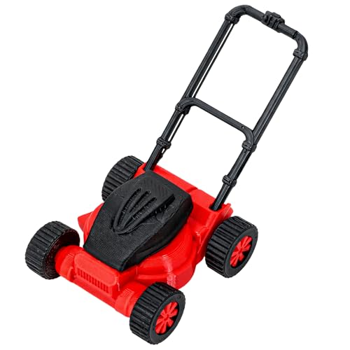 Miniature Dollhouse Lawnmower Model for 1:18 Scale, Creative Red Lawn Mower Mini Ornament Decoration, Realistic Compact Lightweight Decor for Doll House Home Festival Scenes