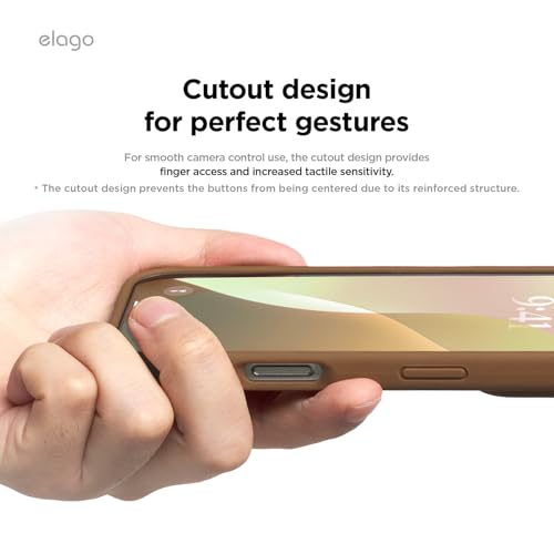 Image of elago Compatible with iPhone 16 Case, Premium Liquid Silicone Case, Full Body Protective Cover, Shockproof, Slim Phone Case, Anti-Scratch Soft Microfiber Lining, 6.1 inch (Brown)