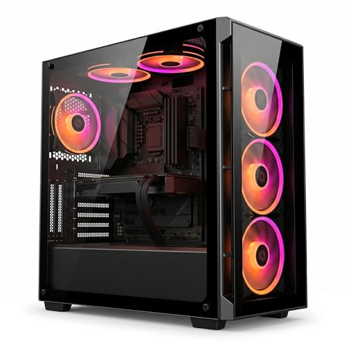 Image of Computek Gaming PC Tower powered by Intel Core i7 and RTX 3050 6GB graphics, featuring 16GB RAM, 256GB SSD, 1TB HDD, RGB lighting, WiFi, and Windows 11 for gaming and multitasking.