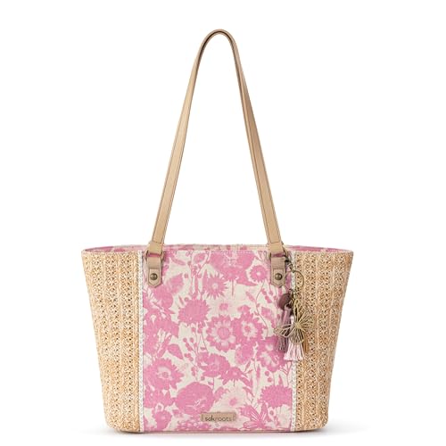 Sakroots Meadow Synthetic Straw from Recycled Materials, Uncoated Cotton Canvas Tote